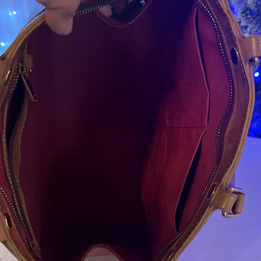 Louis Vuitton Red vernis and Tan Patent Leather Satchel - Picture 13 of 17